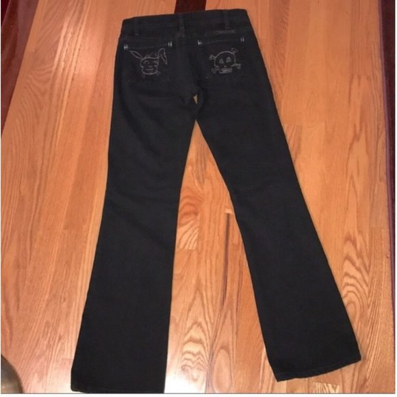 Citizens of Humanity Low Rise Skull and Bunny Jeans Black Size 25 Straight Leg - Picture 3 of 11